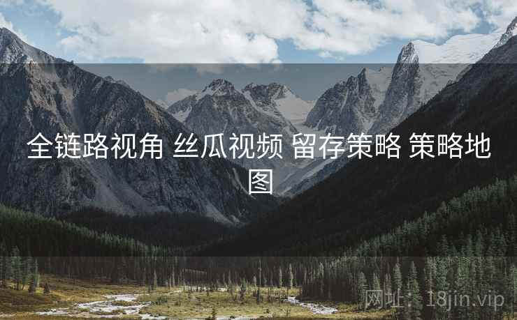 全链路视角 丝瓜视频 留存策略 策略地图
