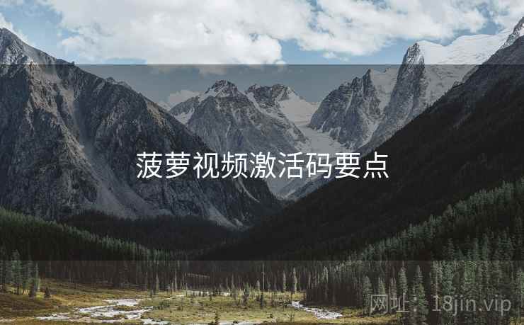 菠萝视频激活码要点